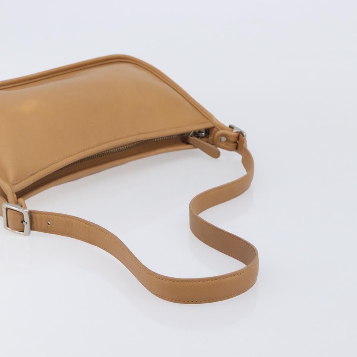 Coach Shoulder Bag Leather Beige Silver Auth 211975