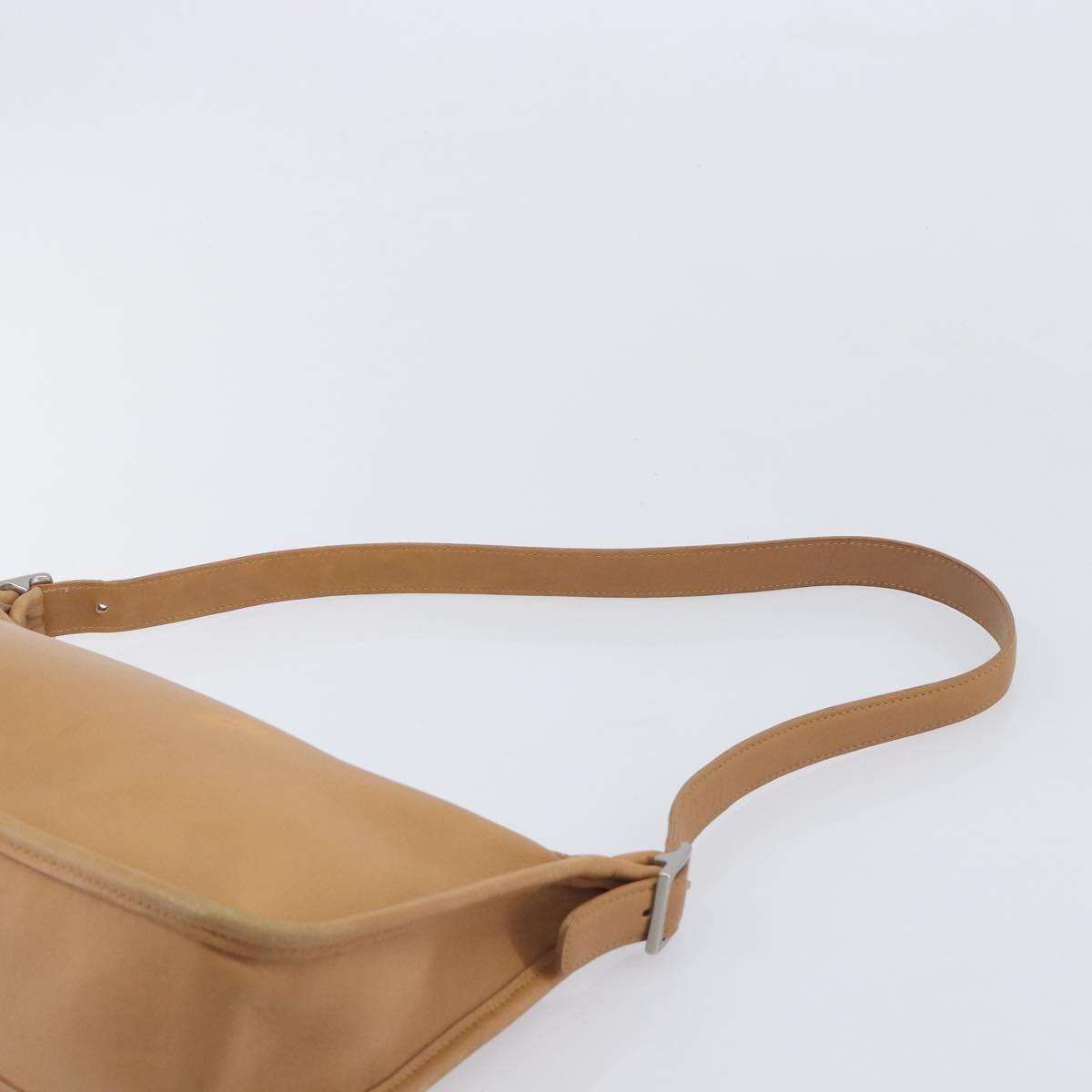 Coach Shoulder Bag Leather Beige Silver Auth 211975