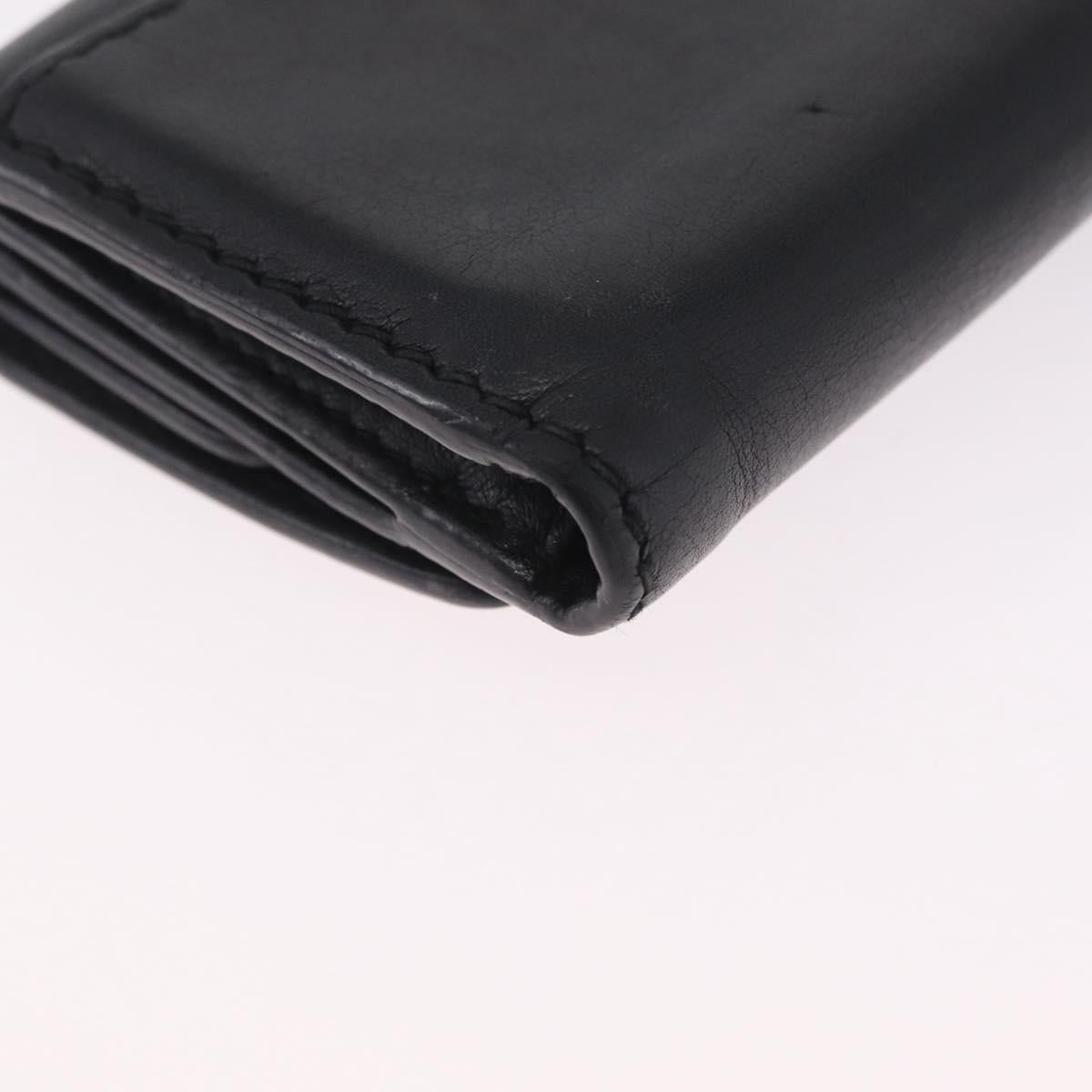 Christian Dior Trifold Wallet Leather Black Gold Auth 211978A