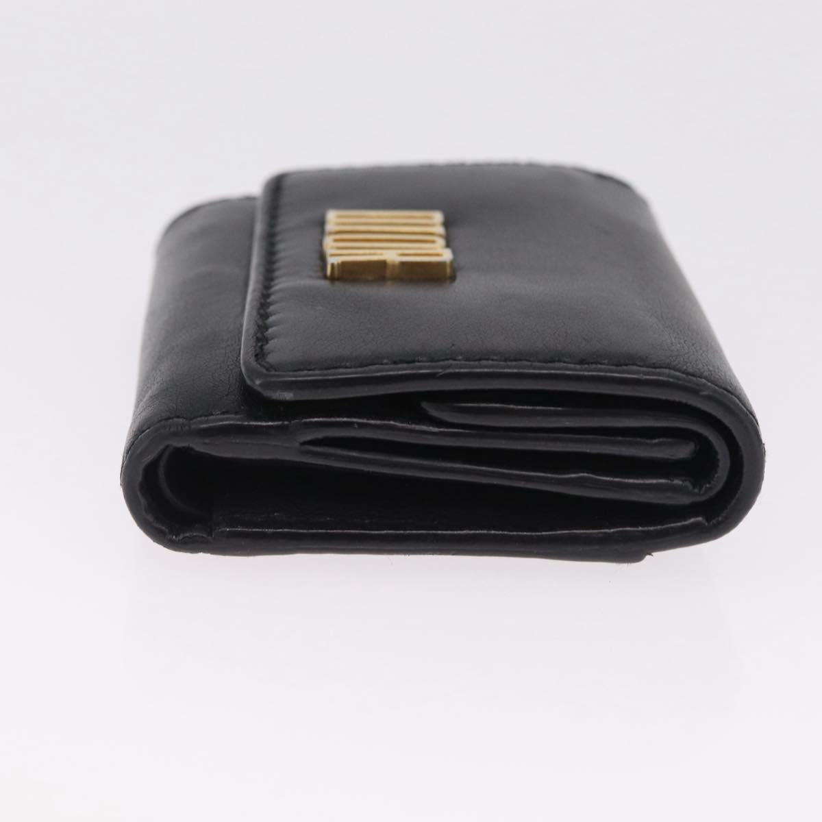 Christian Dior Trifold Wallet Leather Black Gold Auth 211978A