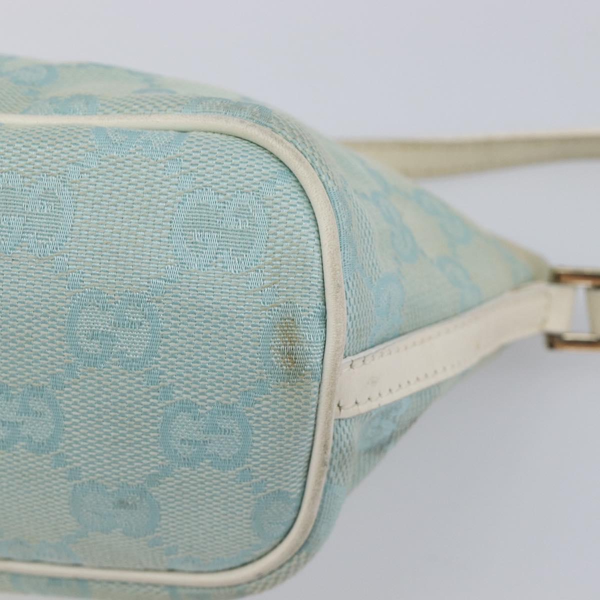 GUCCI GG Canvas Accessory Pouch Light Blue Gold 039 1103 Auth 211979