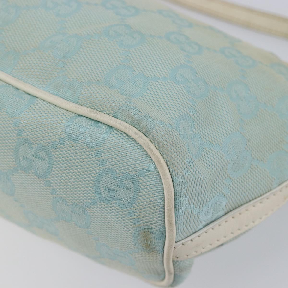 GUCCI GG Canvas Accessory Pouch Light Blue Gold 039 1103 Auth 211979