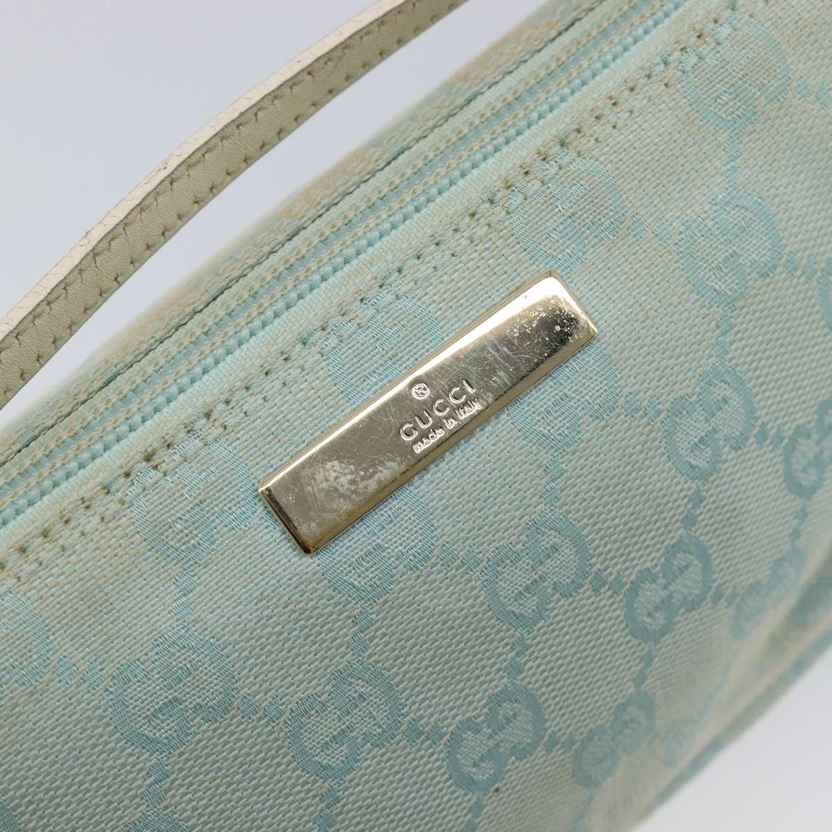 GUCCI GG Canvas Accessory Pouch Light Blue Gold 039 1103 Auth 211979