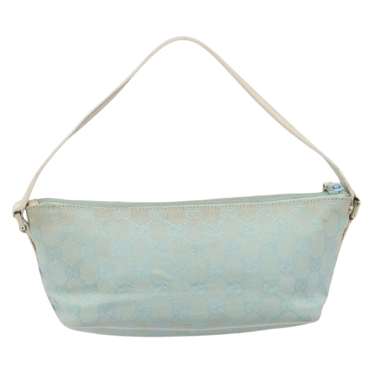 GUCCI GG Canvas Accessory Pouch Light Blue Gold 039 1103 Auth 211979