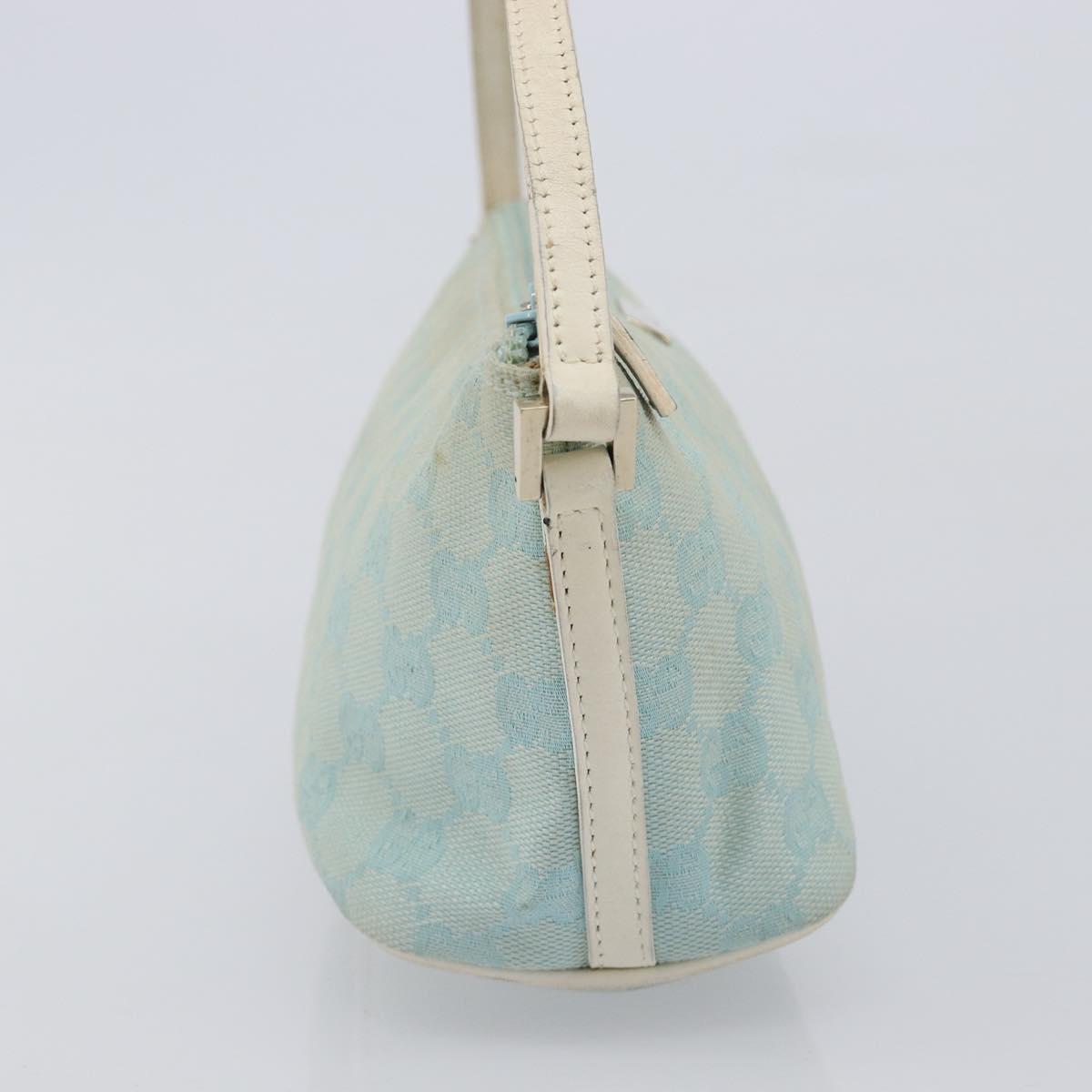 GUCCI GG Canvas Accessory Pouch Light Blue Gold 039 1103 Auth 211979