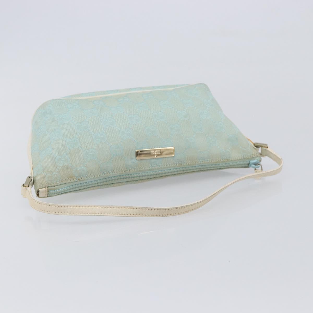 GUCCI GG Canvas Accessory Pouch Light Blue Gold 039 1103 Auth 211979