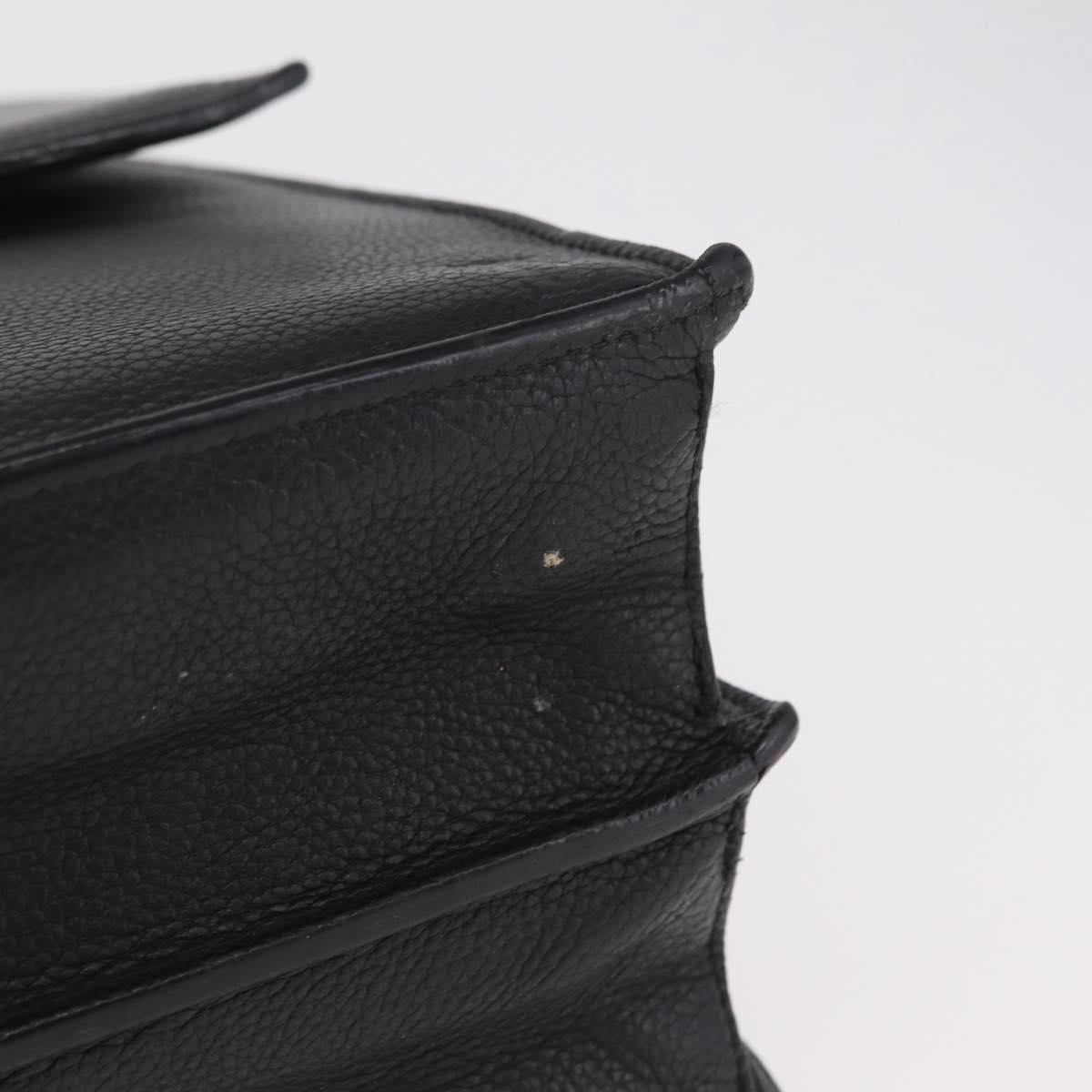 Cartier Business Bag Leather Black Silver Auth 211980A