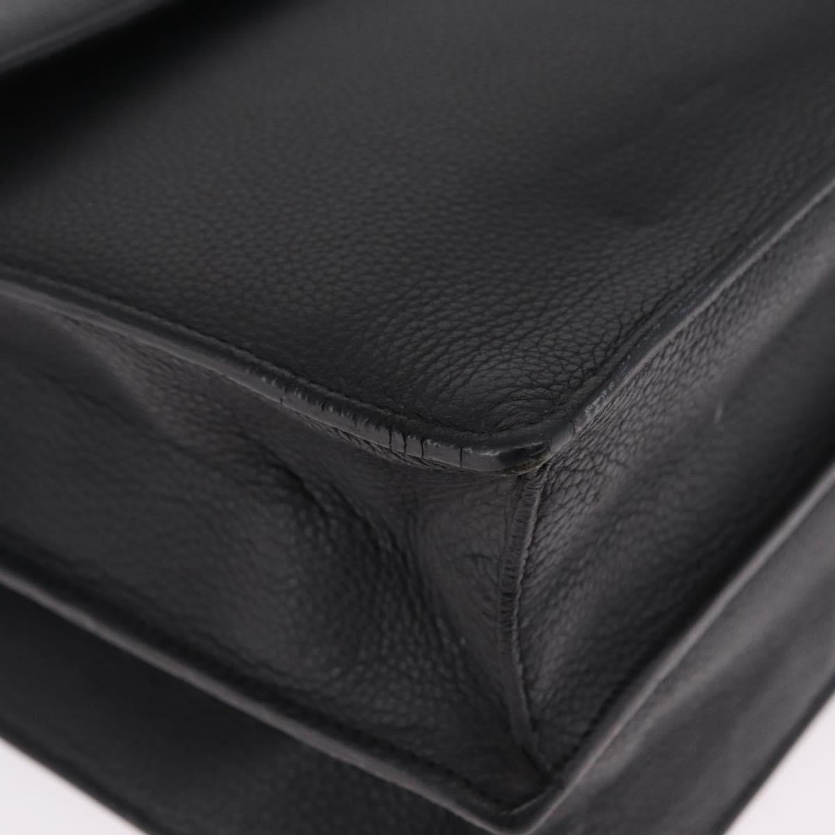 Cartier Business Bag Leather Black Silver Auth 211980A