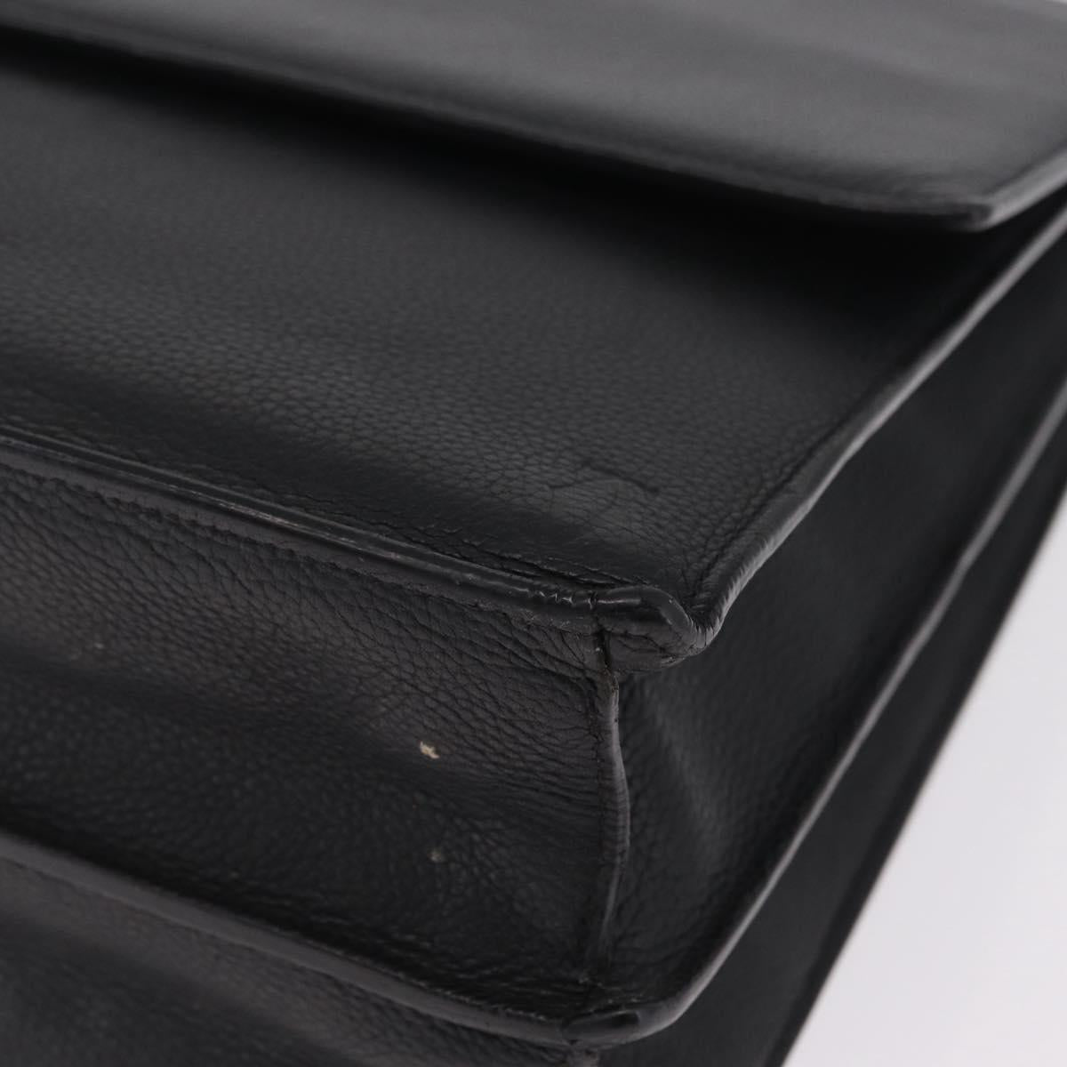 Cartier Business Bag Leather Black Silver Auth 211980A