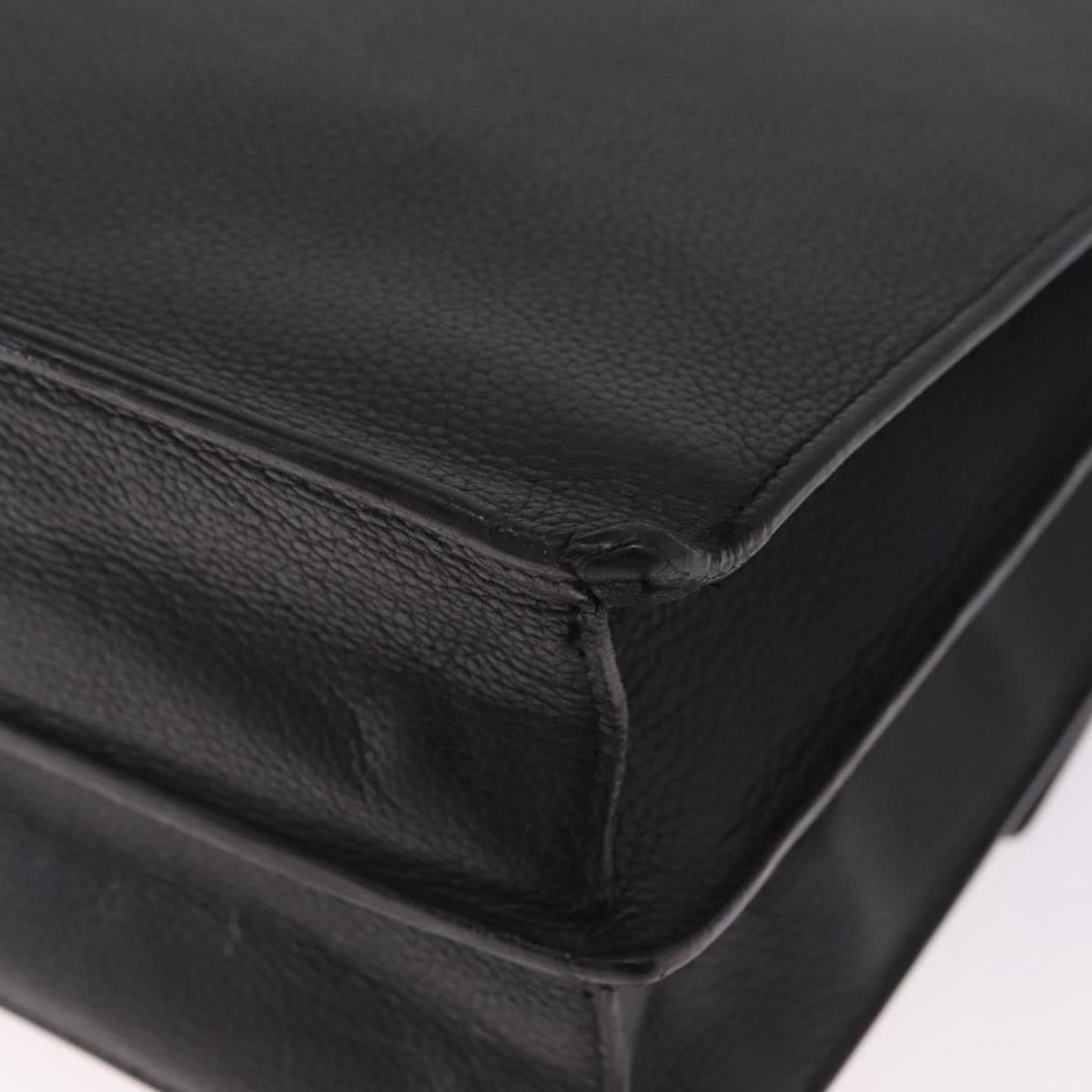 Cartier Business Bag Leather Black Silver Auth 211980A