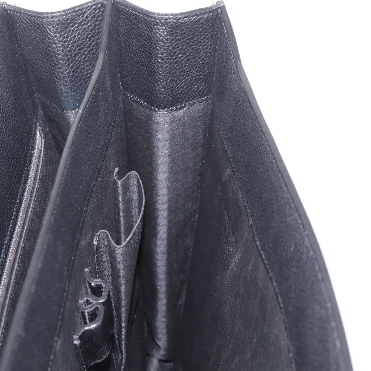 Cartier Business Bag Leather Black Silver Auth 211980A