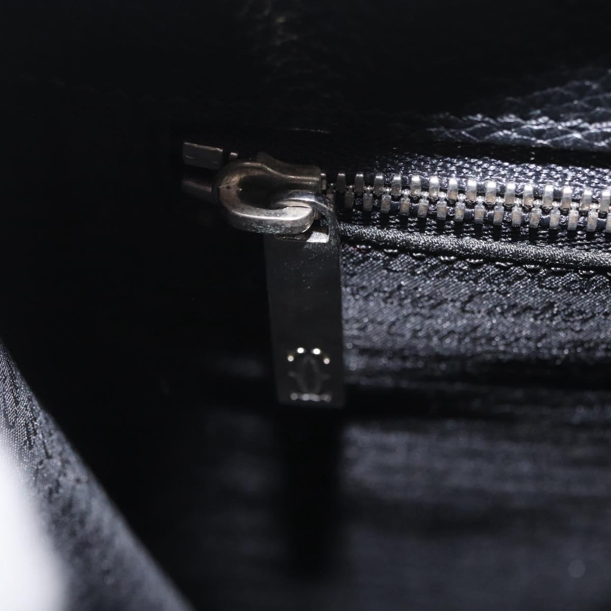 Cartier Business Bag Leather Black Silver Auth 211980A