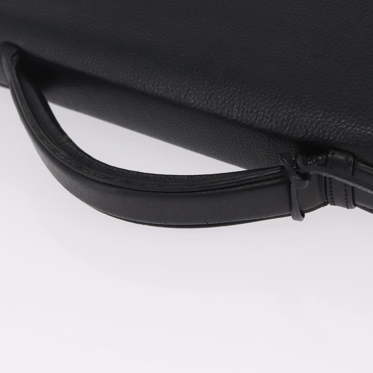 Cartier Business Bag Leather Black Silver Auth 211980A