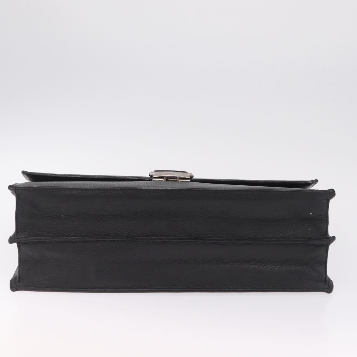 Cartier Business Bag Leather Black Silver Auth 211980A