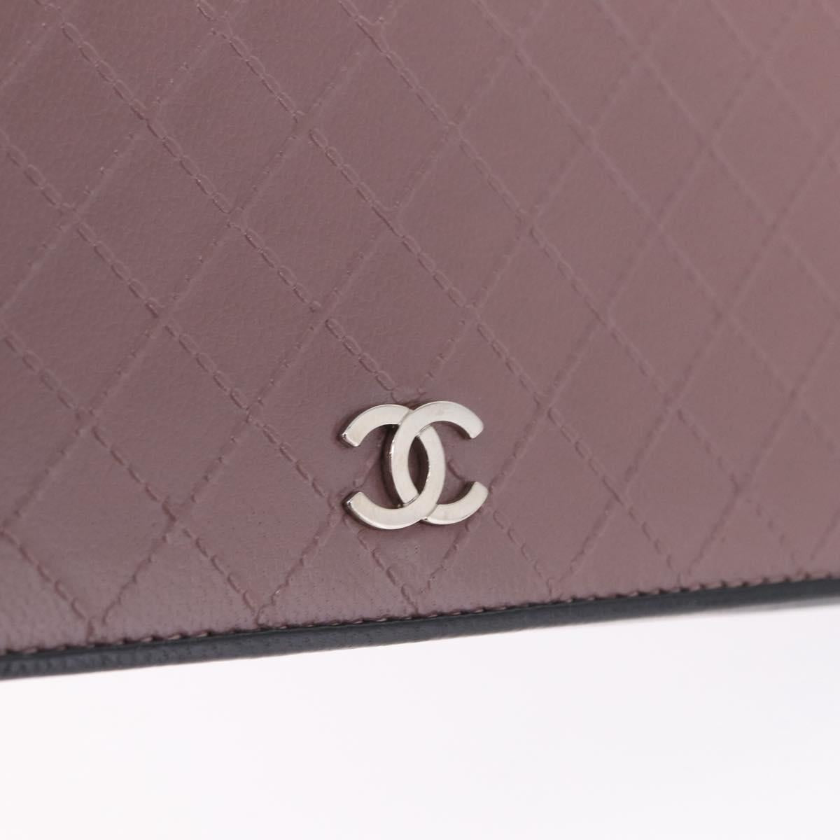 CHANEL Bicolore Long Wallet Leather Purple Silver CC Auth 211981V