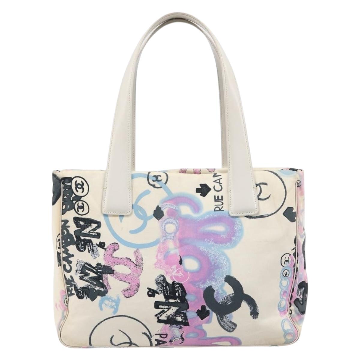 CHANEL New Travel Line Bag Canvas Hawaii Limited White Silver CC Auth 211982