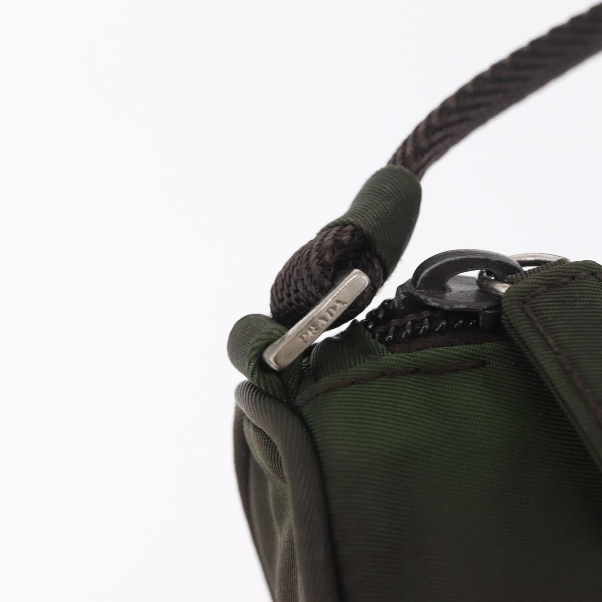 PRADA Hand Bag Nylon Green Silver Auth 211983A
