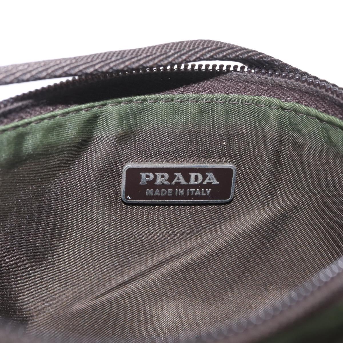 PRADA Hand Bag Nylon Green Silver Auth 211983A