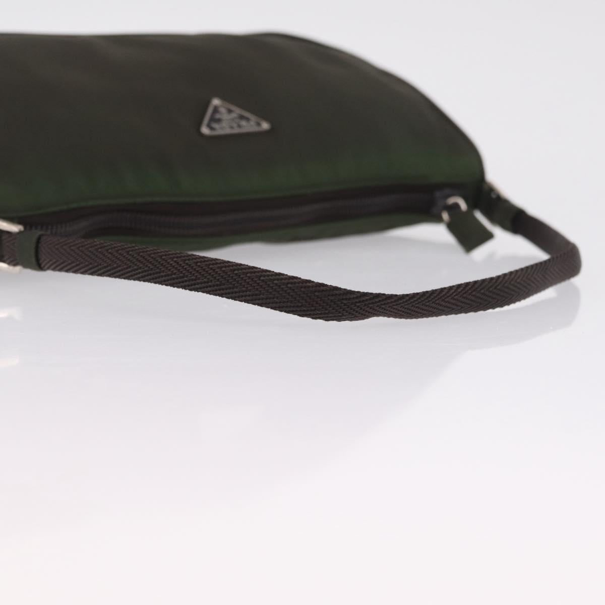 PRADA Hand Bag Nylon Green Silver Auth 211983A