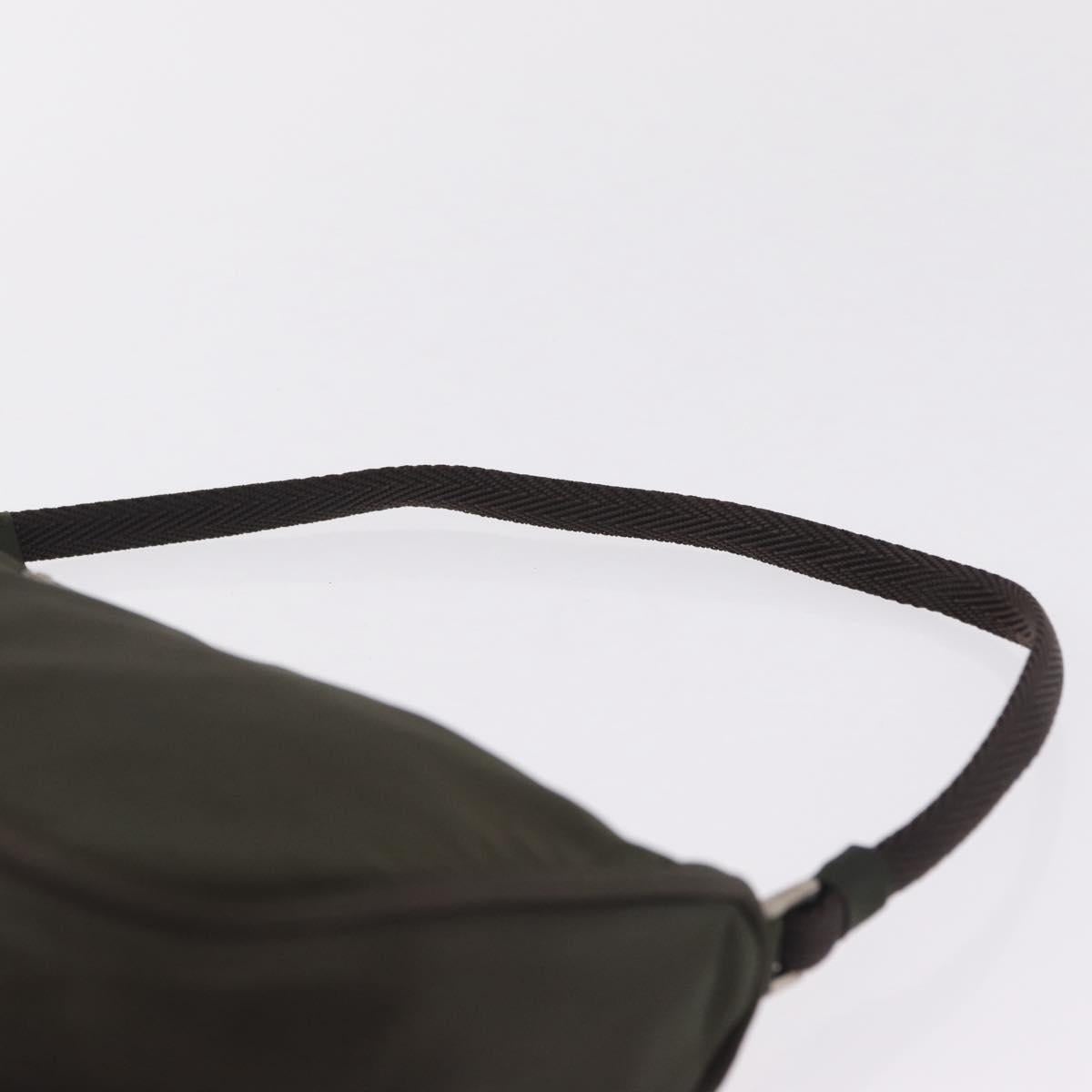 PRADA Hand Bag Nylon Green Silver Auth 211983A