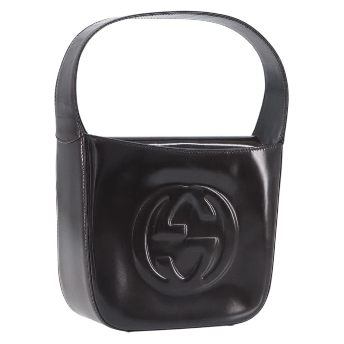 GUCCI Shoulder Bag Patent Leather Brown Silver 007 0249 Auth 211985