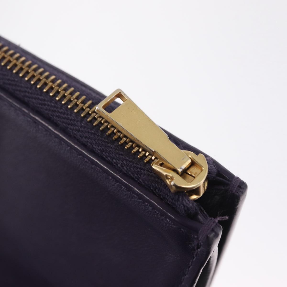 Bottega Veneta MAXI INTRECCIATO Cassette Wallet Leather Purple Gold Auth 211988A
