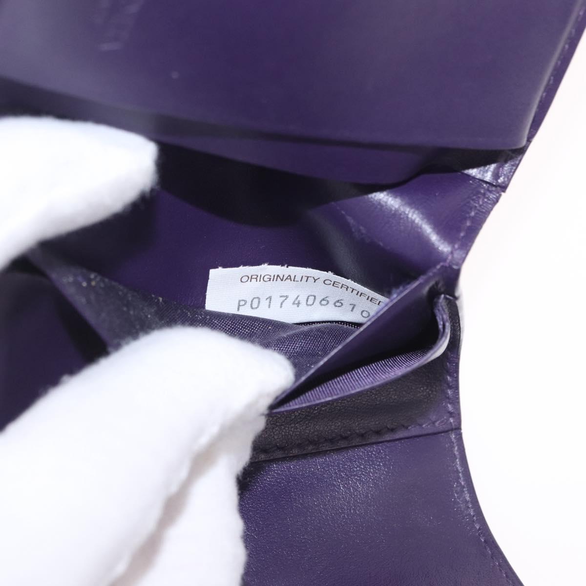 Bottega Veneta MAXI INTRECCIATO Cassette Wallet Leather Purple Gold Auth 211988A