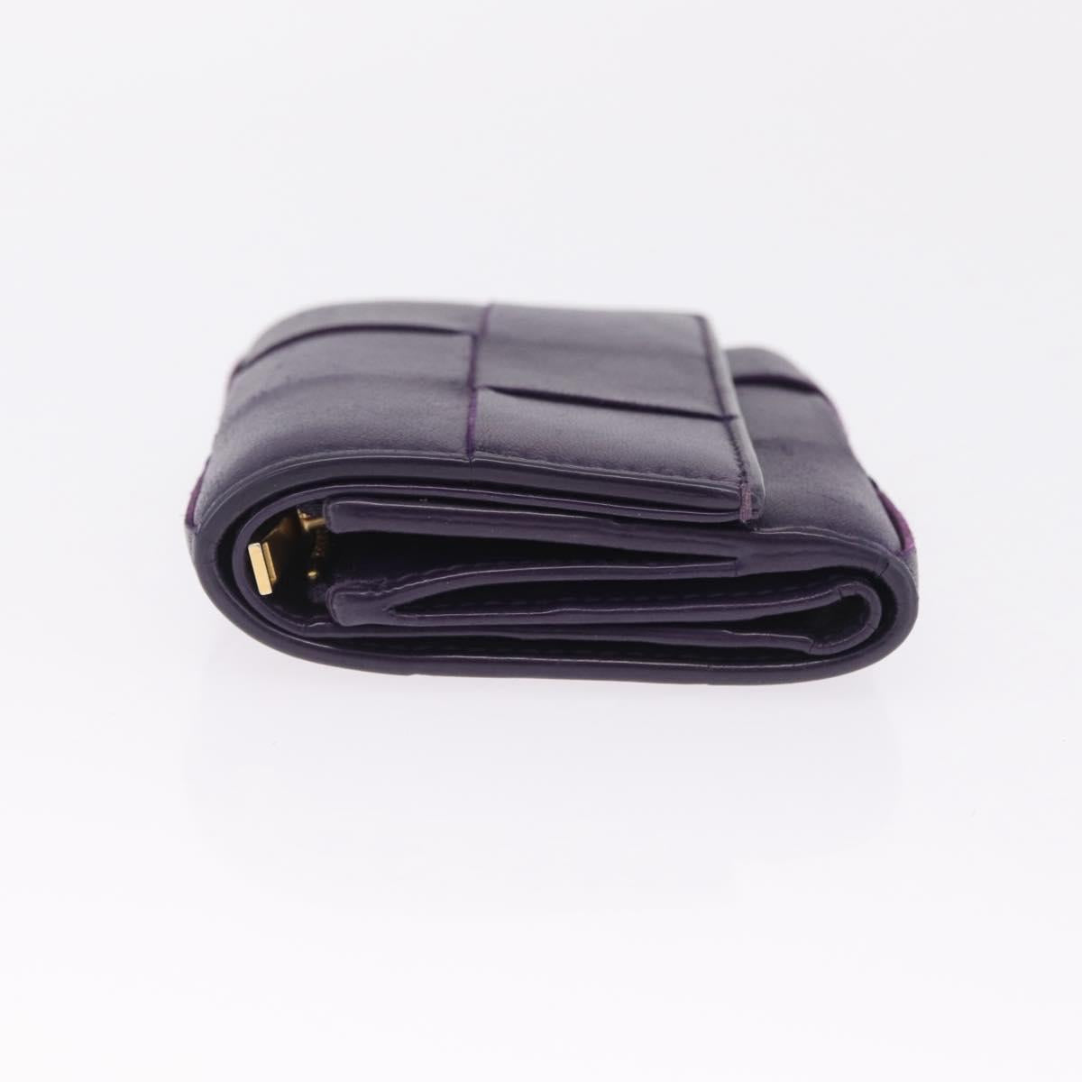 Bottega Veneta MAXI INTRECCIATO Cassette Wallet Leather Purple Gold Auth 211988A