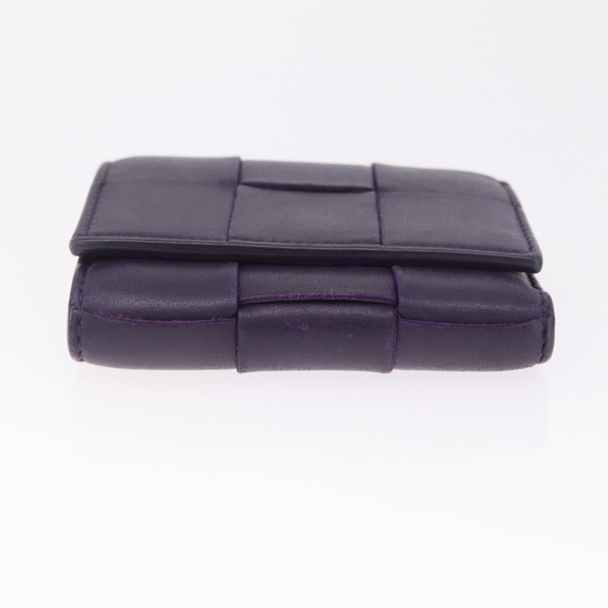 Bottega Veneta MAXI INTRECCIATO Cassette Wallet Leather Purple Gold Auth 211988A