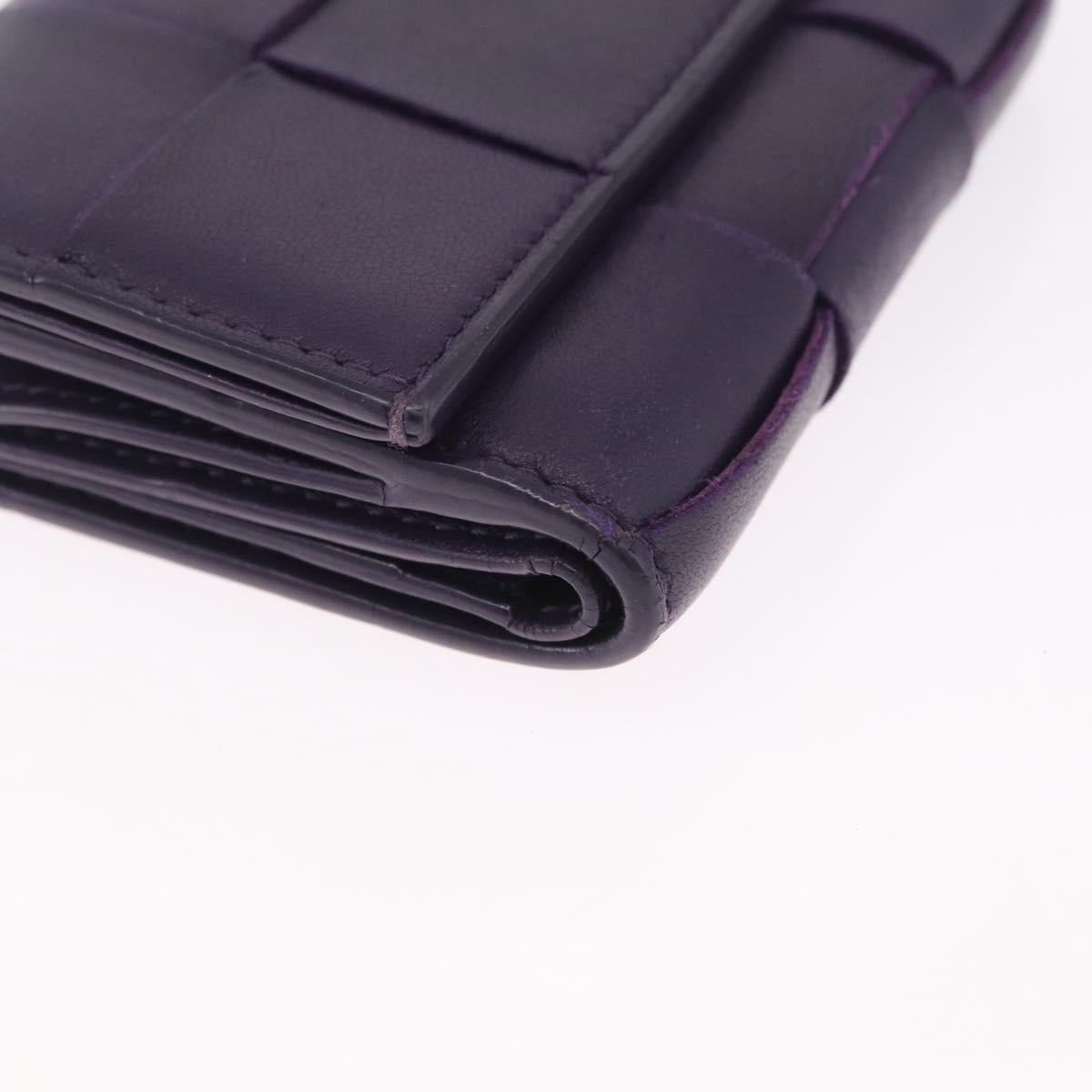 Bottega Veneta MAXI INTRECCIATO Cassette Wallet Leather Purple Gold Auth 211988A