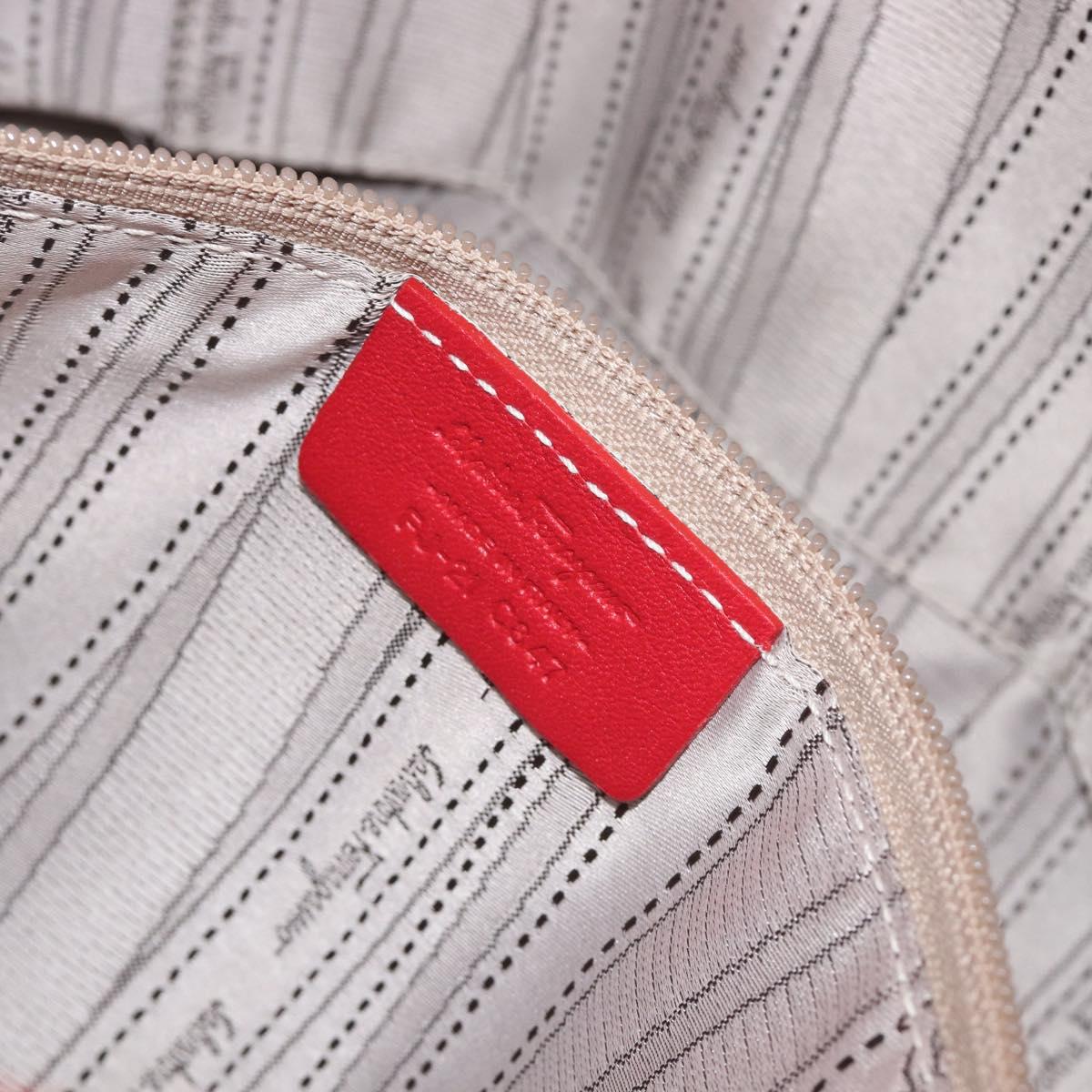 Salvatore Ferragamo Gancini Tote Bag Patent Leather Red Gold Auth 211993