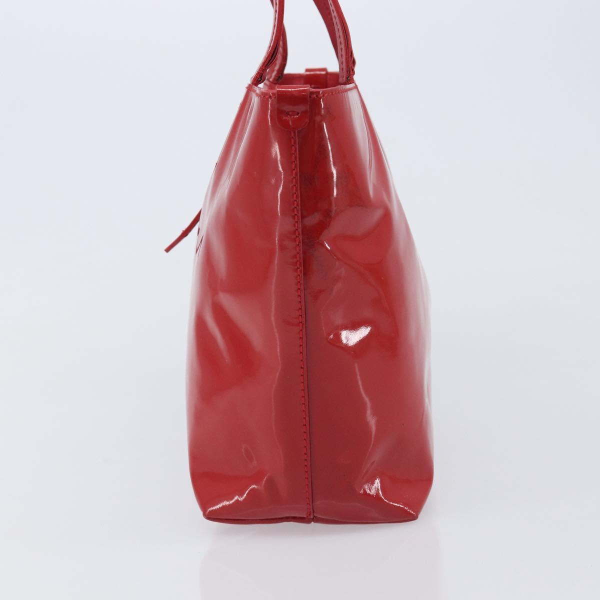 Salvatore Ferragamo Gancini Tote Bag Patent Leather Red Gold Auth 211993