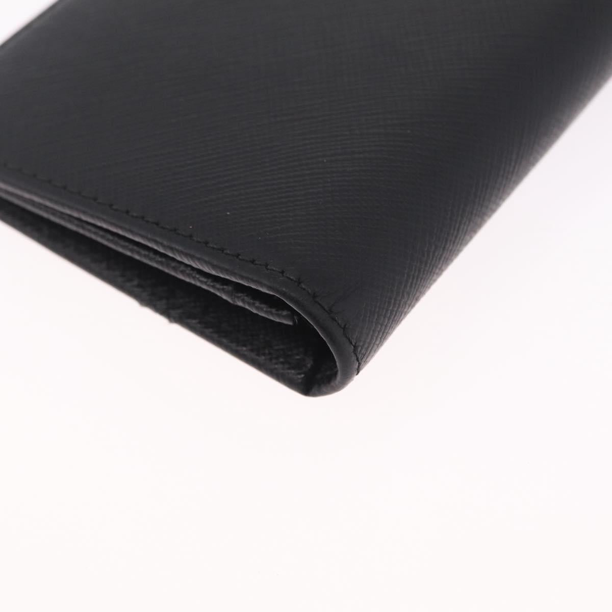 PRADA Long Wallet Safiano Leather Black Silver Auth 211994A