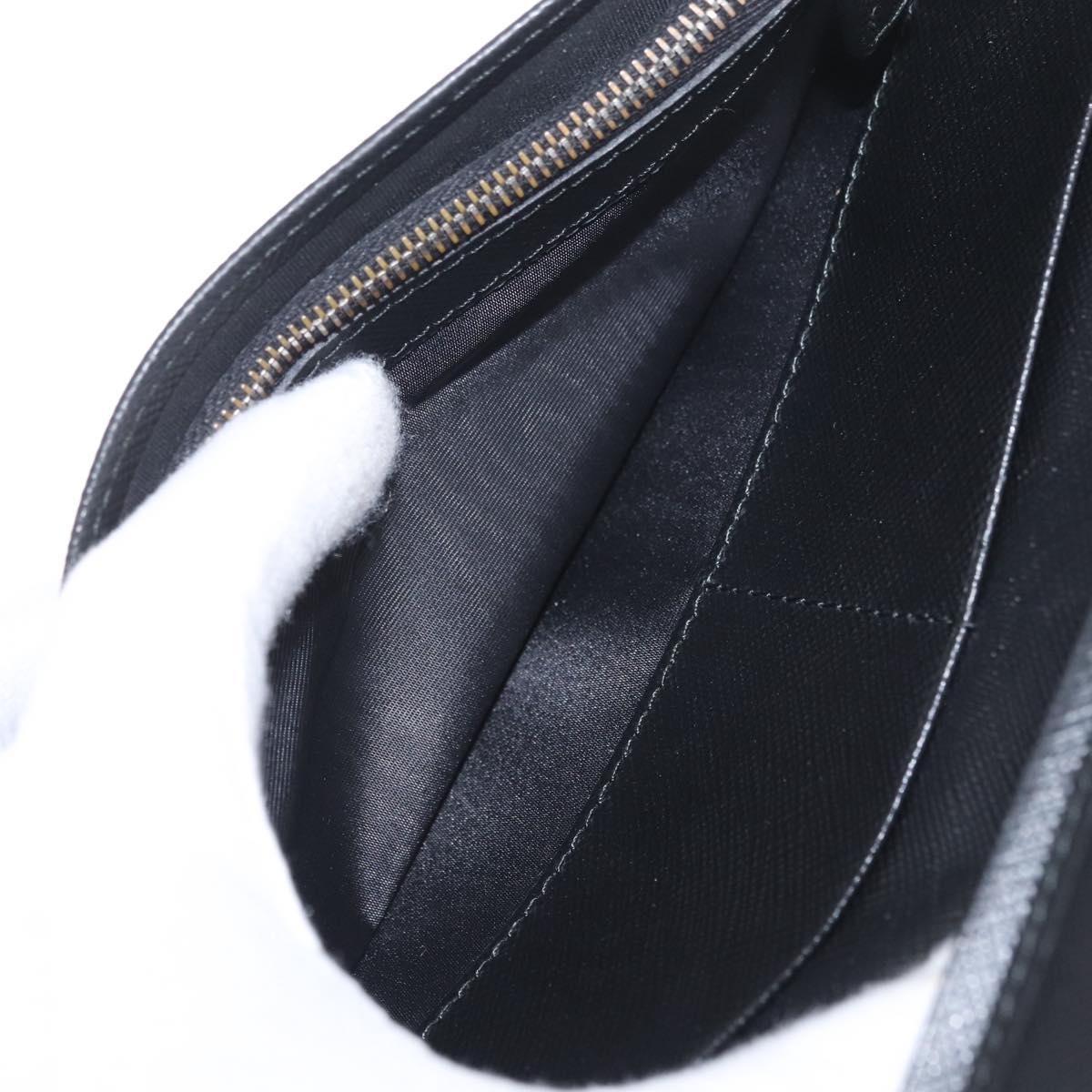 PRADA Long Wallet Safiano Leather Black Silver Auth 211994A