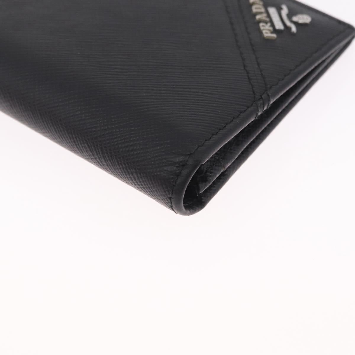 PRADA Long Wallet Safiano Leather Black Silver Auth 211994A