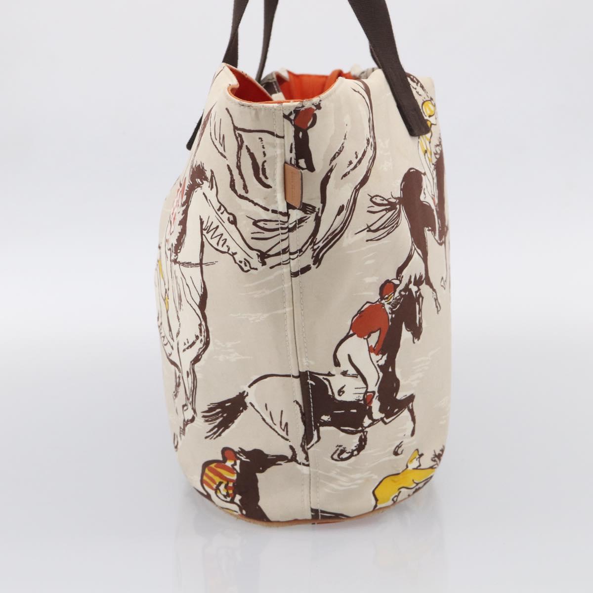 HERMES Panniedo Plage Tote Bag Canvas White Silver Auth 212000