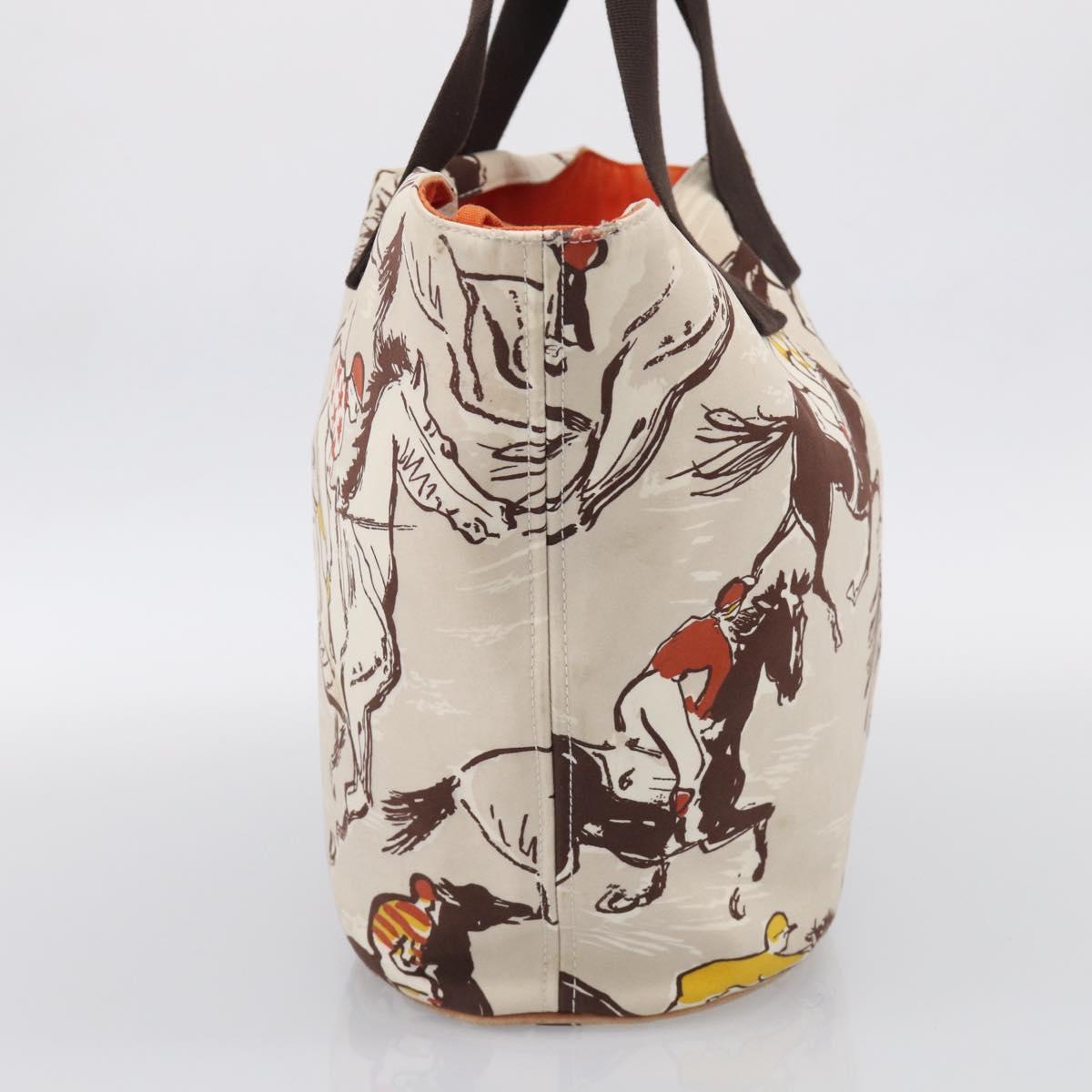 HERMES Panniedo Plage Tote Bag Canvas White Silver Auth 212000