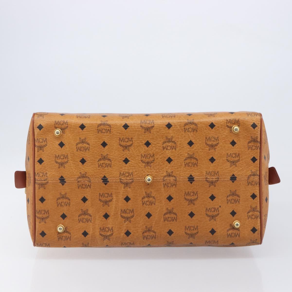 MCM Logogram Vicetos Boston Bag PVC Leather Brown Gold Auth 212001A