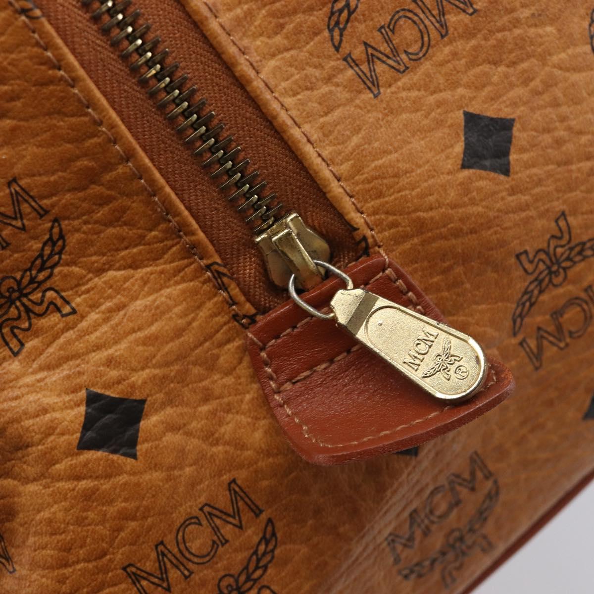 MCM Logogram Vicetos Boston Bag PVC Leather Brown Gold Auth 212001A