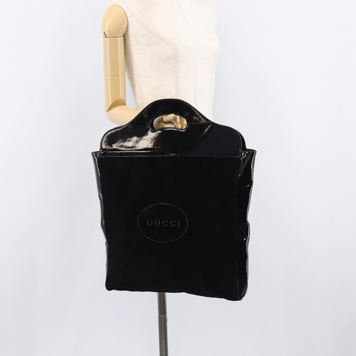 GUCCI Hand Bag Suede Outlet Black 002 8000 Auth 212002
