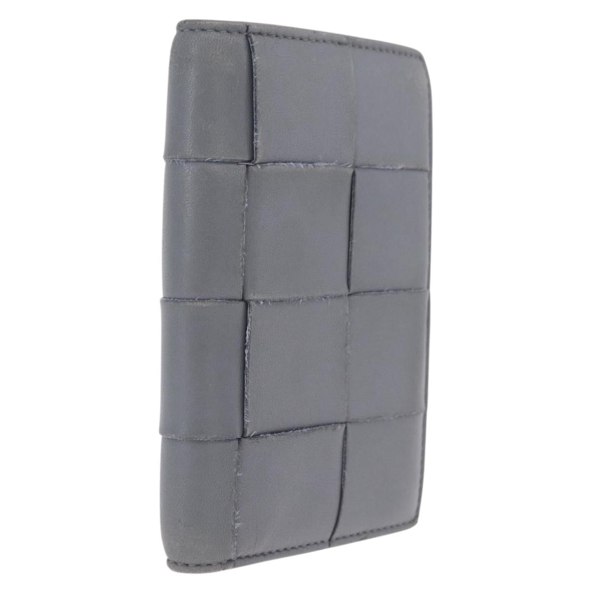 Bottega Veneta MAXI INTRECCIATO Small Cassette Wallet Leather Gray Auth 212005A