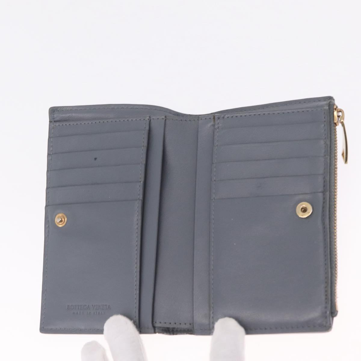 Bottega Veneta MAXI INTRECCIATO Small Cassette Wallet Leather Gray Auth 212005A