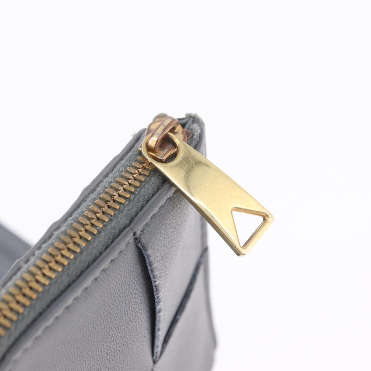 Bottega Veneta MAXI INTRECCIATO Small Cassette Wallet Leather Gray Auth 212005A