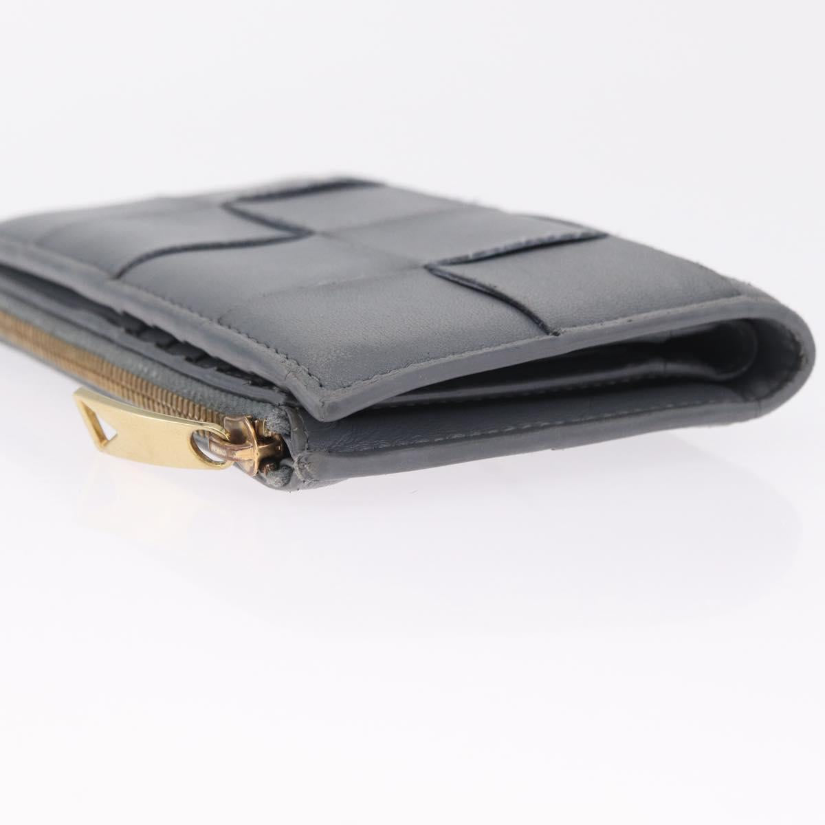 Bottega Veneta MAXI INTRECCIATO Small Cassette Wallet Leather Gray Auth 212005A