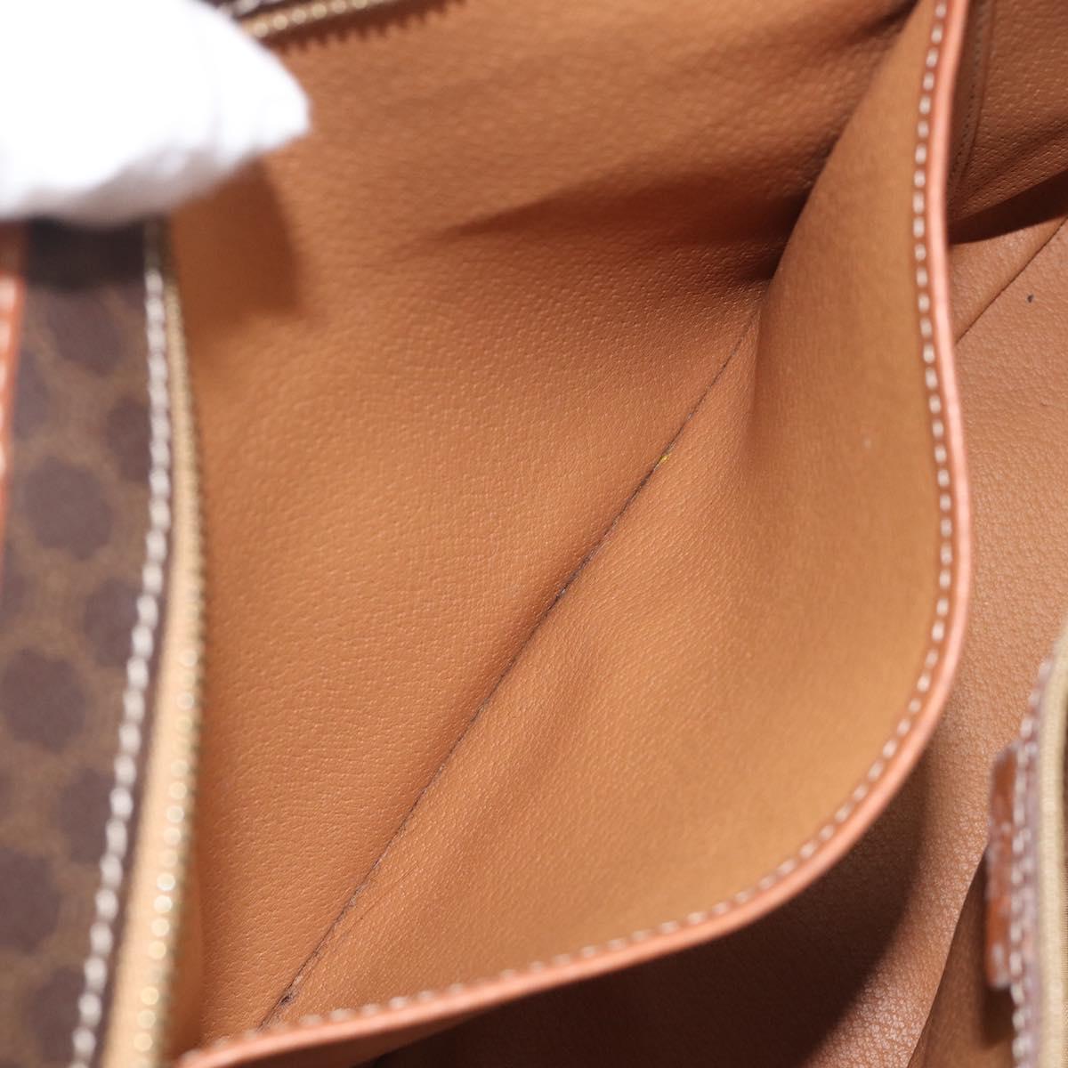 CELINE Macadam Canvas Shoulder Bag PVC Leather Brown Gold Auth 212007A