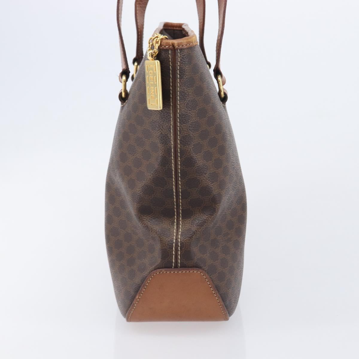 CELINE Macadam Canvas Shoulder Bag PVC Leather Brown Gold Auth 212007A