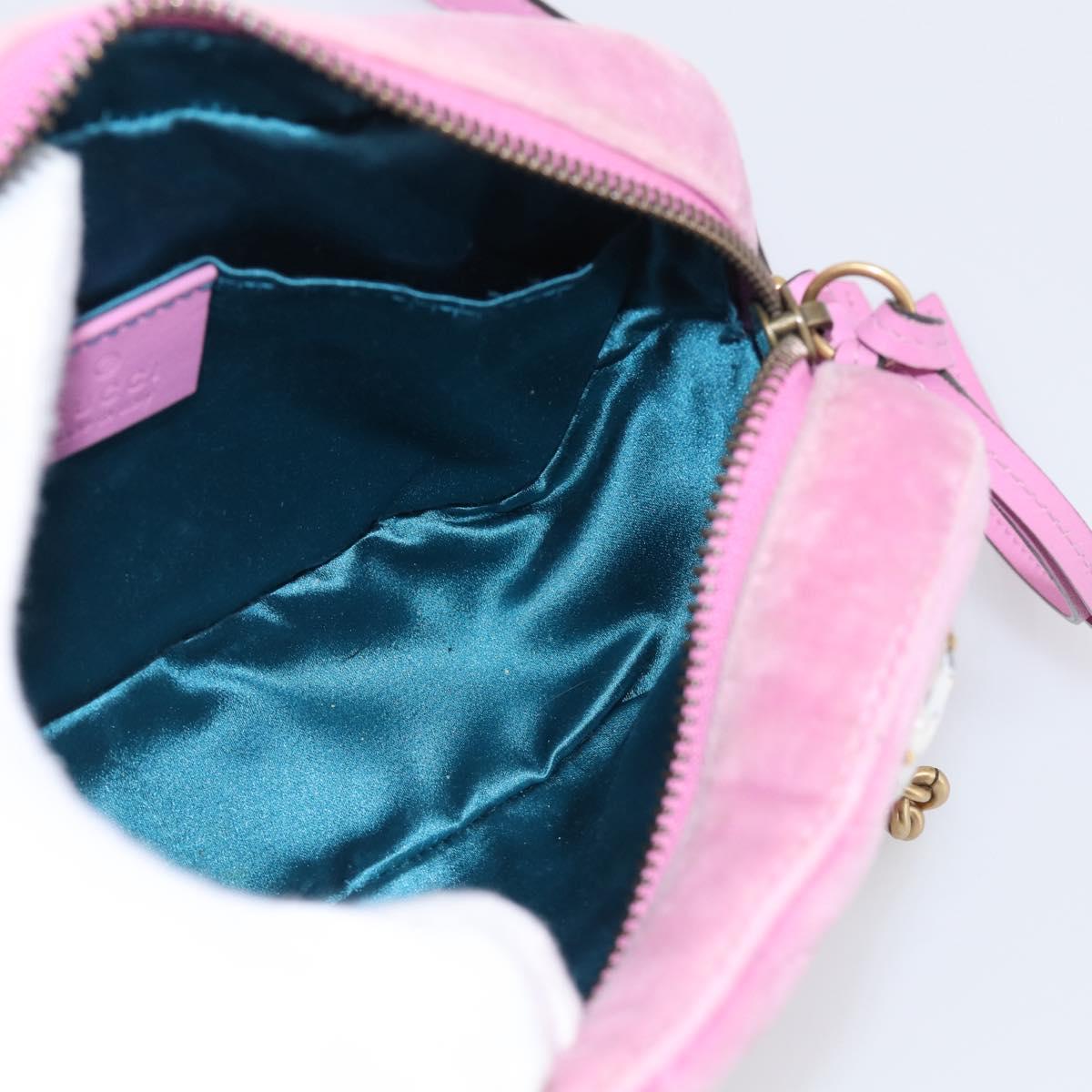 GUCCI GG Marmont Crystal Chain Shoulder Bag Velor Pink Gold 448065 Auth 212011V