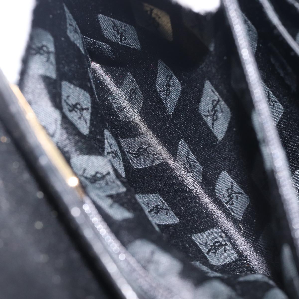 Saint Laurent Hand Bag Embossed Leather Black Gold Auth 212012V