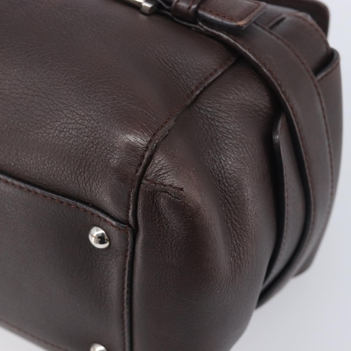 Salvatore Ferragamo Gancini Hand Bag Leather Brown Silver Auth 212013