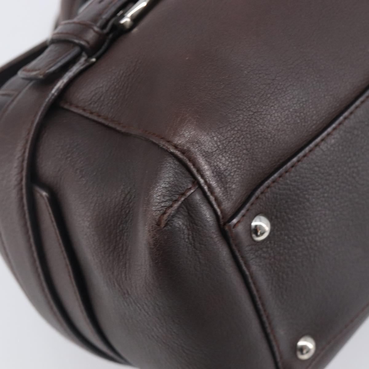 Salvatore Ferragamo Gancini Hand Bag Leather Brown Silver Auth 212013